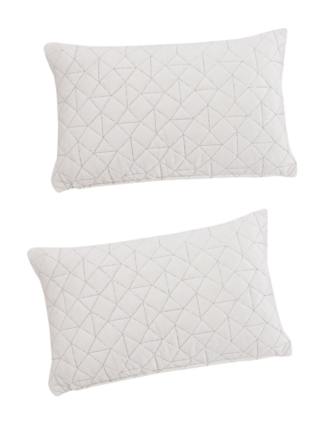 Off White Set of 2 Velvet Rectangle Cushion Covers