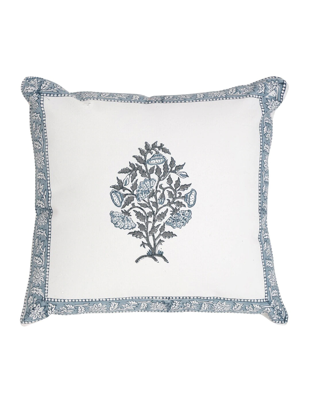 Multicoloured Set of 5 16"X16" Block Printed Cotton Square Cushion Covers