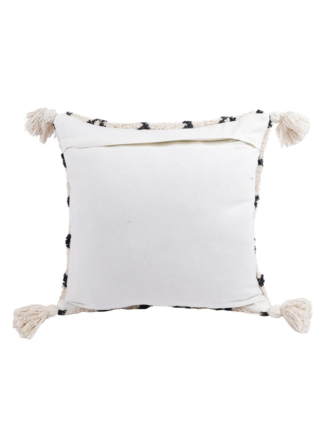 Set Of 2 Cream & Black Geometric Square Cushion Covers