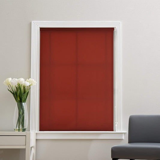 Deco Window Semi Blackout Roller Blinds for Windows (36" W X 84" L, Red) Roll-Up Shades Light Filtering Sun UV Protection Polyester Curtains for Home & Office
