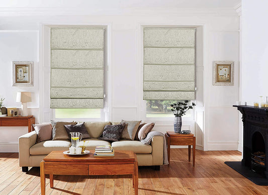 Deco Window Quilted Roman Blinds for Windows (dark Beige) 100% Blackout Curtains Thermal and Heat Reflective Shades for Home and Office