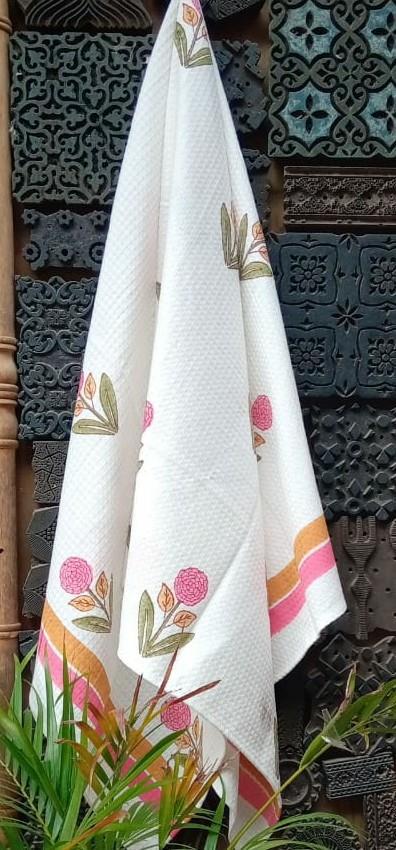 Unisex Multi Printed Bath Towel (pink & white color floral design)